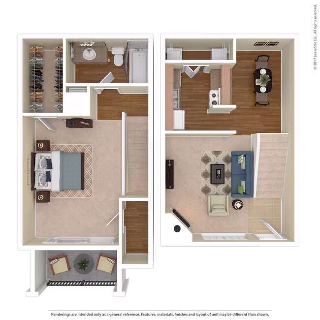 1 Bed 1 Bath 785 SqFt (709 Net)  0204 floor plan